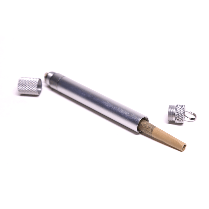 Smoke Honest StashLight doob tube with joint, featuring a refillable lighter and detachable caps.