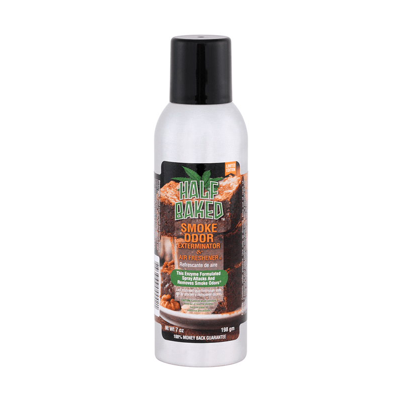 Half Baked Smoke Odor Exterminator spray for eliminating smoke and household odors effectively.