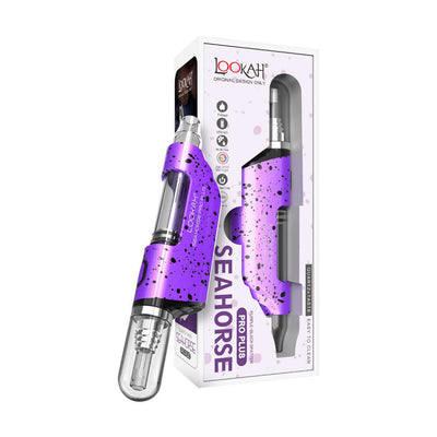 Lookah Seahorse Pro Plus vaporizer with purple design and packaging for an enhanced vaping experience.
