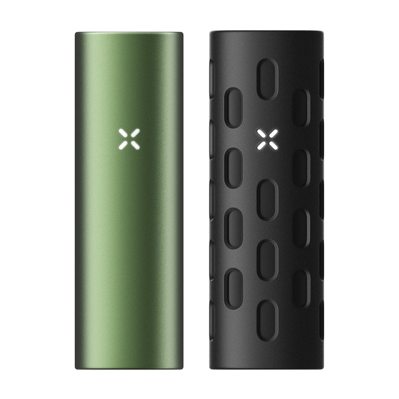 PAX Flow Vaporizer with Grip Sleeve Bundle including green vaporizer and black grip sleeve.