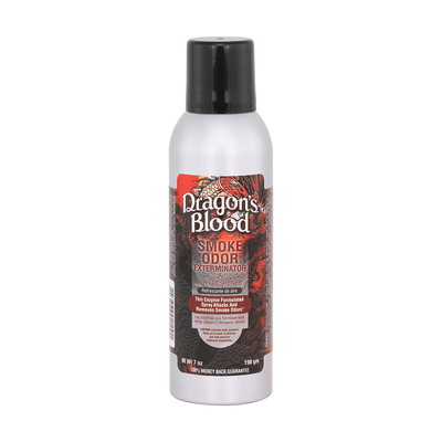 Dragon's Blood Smoke Odor Exterminator spray bottle for eliminating smoke and pet odors effectively.