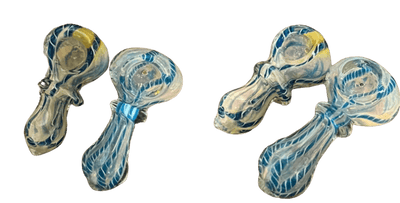 Colorful 2.5" silver fume glass hand pipes featuring swirling designs and varied styles.