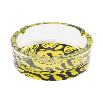 YELLOW MELTING SMILEY GLASS ASHTRAY