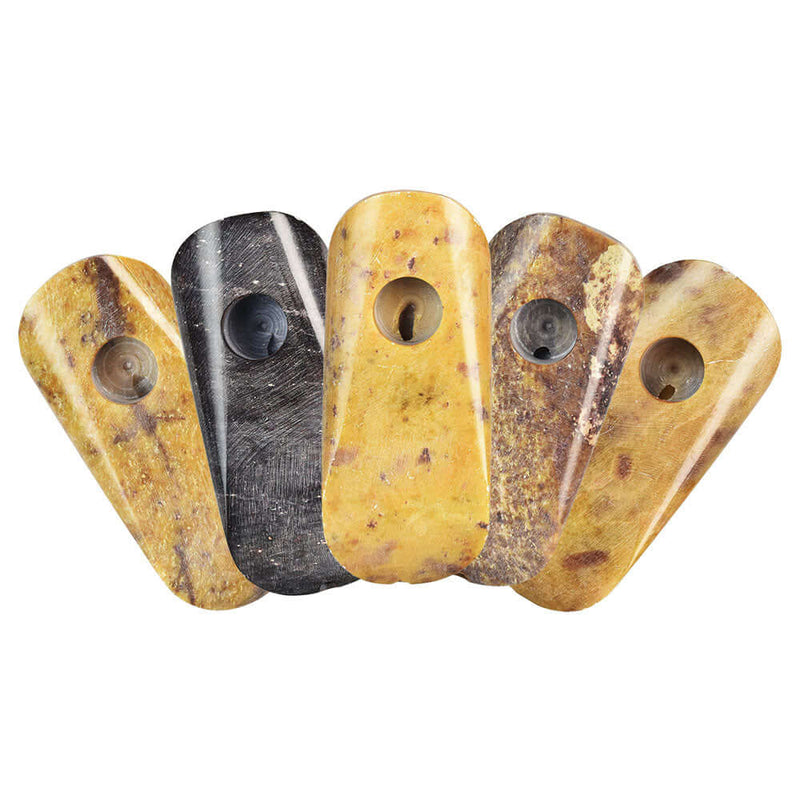 Smooth Flow Stone Pipe Set of 5, featuring unique colors and patterns, each 3.25 inches for portable smoking.