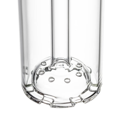 Close-up view of the MJ Arsenal Piston Gravity Bong showcasing the disc percolation system and borosilicate glass design.