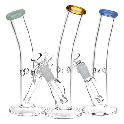 Classic Bent Neck Straight Tube Glass Water Pipe | 14mm F | Colors Vary