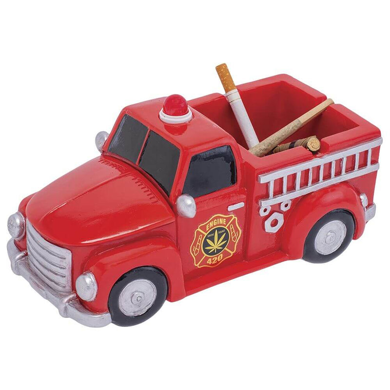 Fujima Red 420 Firetruck Polyresin Ashtray - 9"x 4.9"