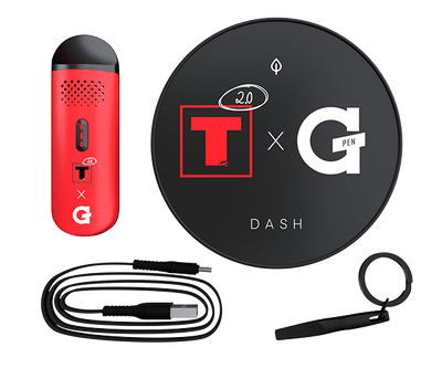 Tyson 2.0 X G Pen Dash Vaporizer with accessories including USB cable and cleaning tool