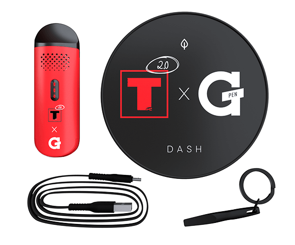 Tyson 2.0 X G Pen Dash Vaporizer with accessories including USB cable and cleaning tool