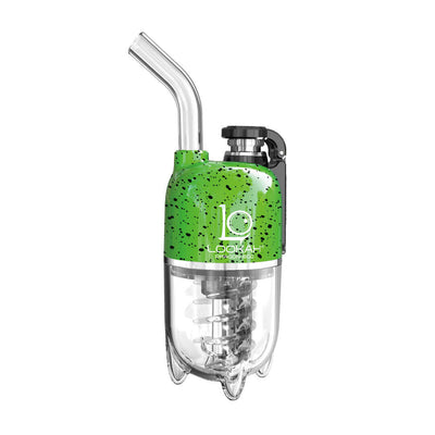 Lookah Dragon Egg Vaporizer in vibrant green color, featuring a spiral design and glass mouthpiece for flavorful vaping.