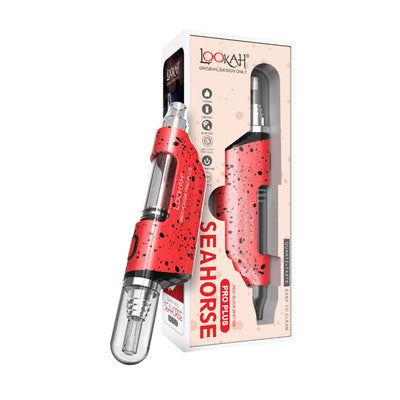 Lookah Seahorse Pro Plus vape pen in red packaging showcasing modern design for enhanced vaping experience.