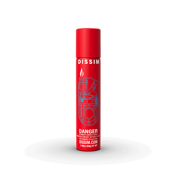High-Performance Dissim Ultra Premium Butane canister, 1.9oz, designed for consistent and powerful flame.