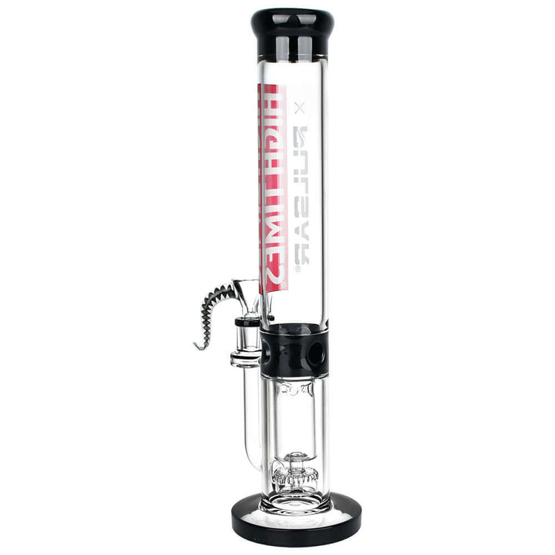 High Times x Pulsar 14.75" Logo Straight Tube Recycler Water Pipe with 14mm F design, featuring sleek styling and modern functionality.