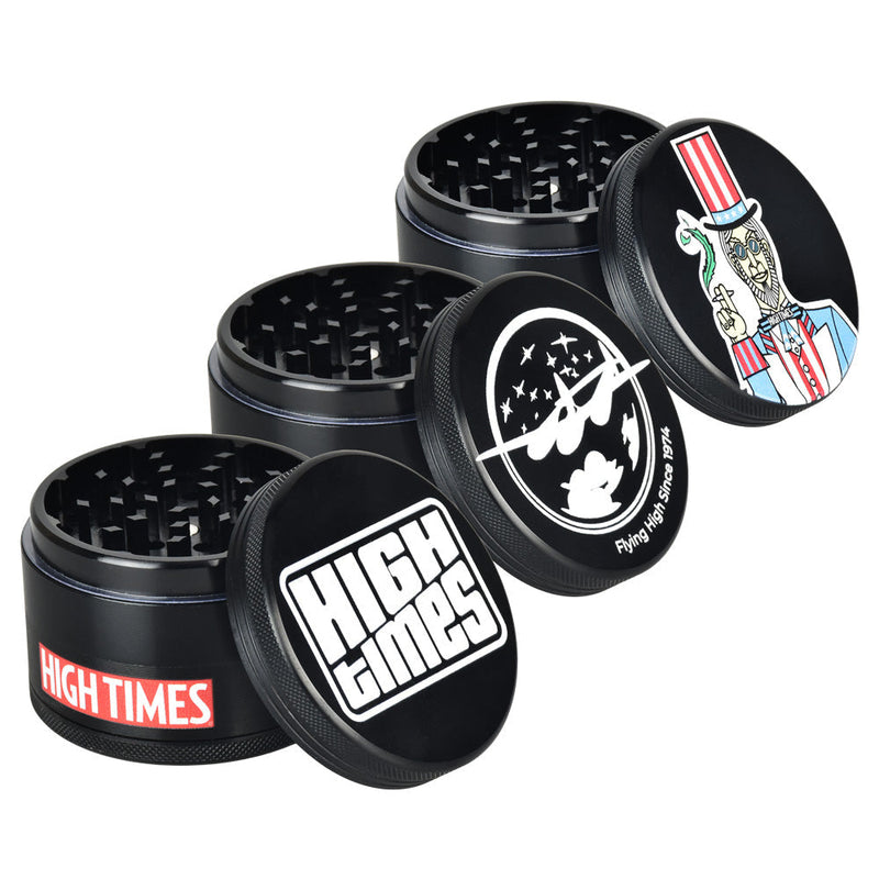 6PC DISPLAY - High Times Metal Grinder - 4pc / 2.5" / Black