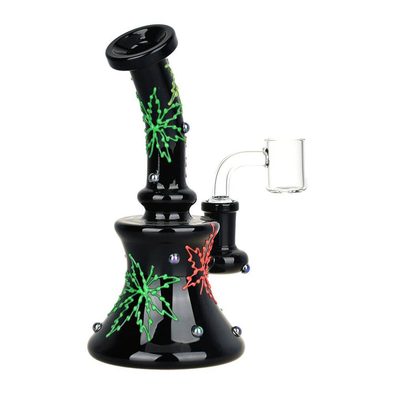 420 Neon Hemp Leaf Glow In The Dark Dab Rig - 6.5" / 14mm F