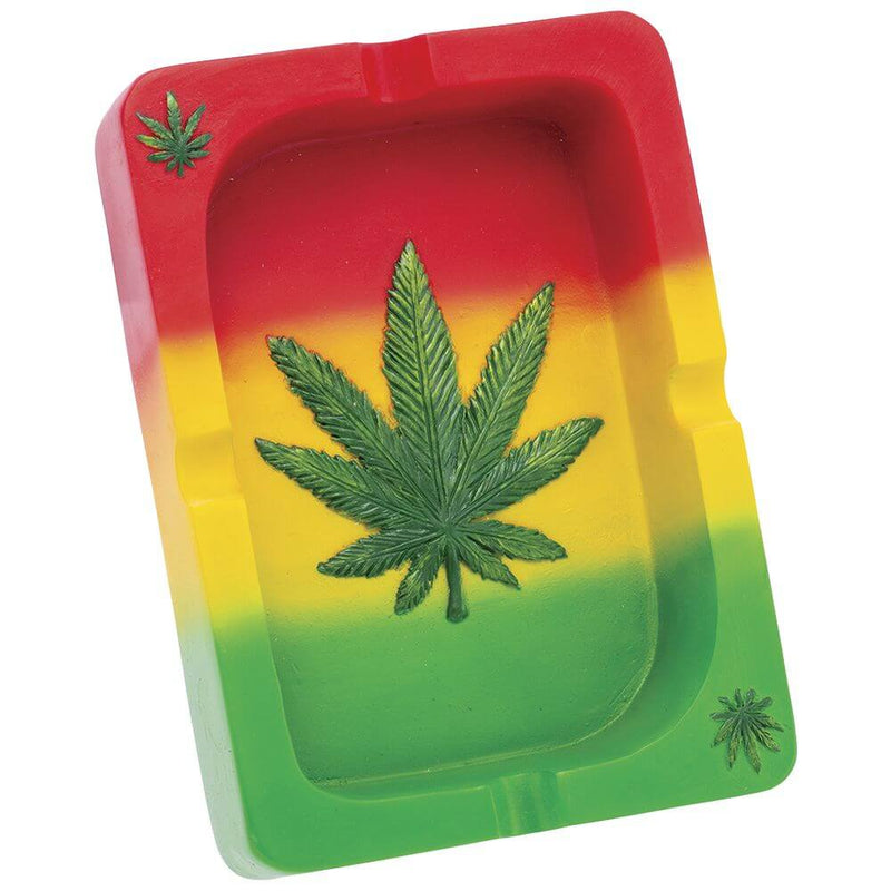 Fujima Rasta Hemp Leaf Playing Card Polyresin Ashtray