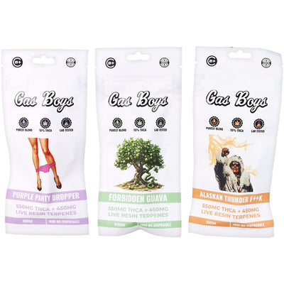 Gas Boys THCA Disposable Vape | 1g | 10ct Display - Purple Panty Dropper, Forbidden Guava, Alaskan Thunder