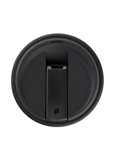 Black silicone lid for Puffco Cupsy coffee cup water pipe, designed for discreet smoking and easy cleaning.