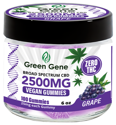 Green Genie CBD Vegan Pectin Infused Gummies w/ B12 Vitamins (625MG - 2500MG)