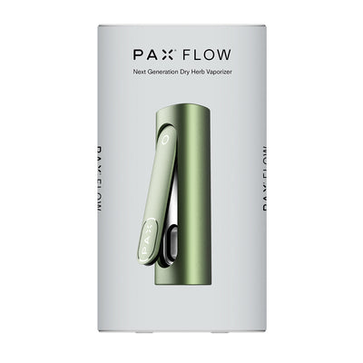 PAX Flow Vaporizer with Grip Sleeve Bundle packaging showcasing the next generation dry herb vaporizer in green.
