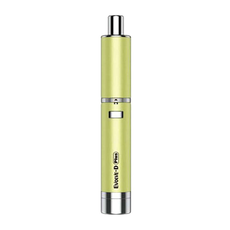 Yocan Evolve-D Plus Dry Herb Pen Vaporizer in green with built-in storage and dual-coil spiral atomizer for efficient heating.