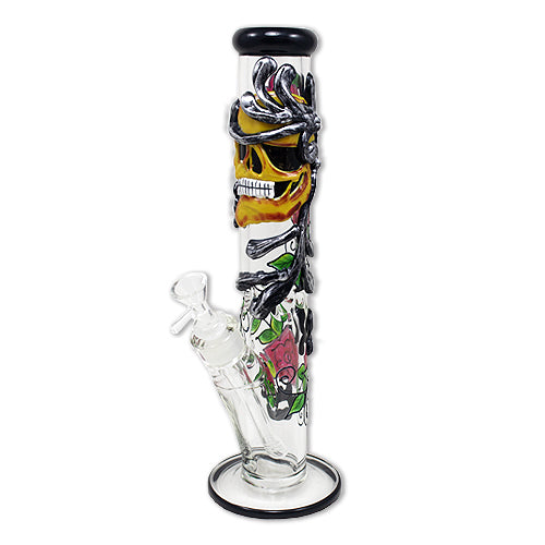 14" heady clay skull straight tube