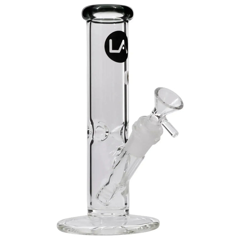 LA Pipes Straight Shooter Bong 8-inch with Colorful Mouthpiece, Handmade in Los Angeles, Classic Borosilicate Glass Design