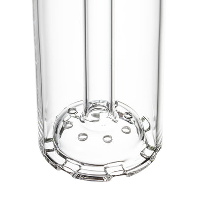 Close-up view of MJ Arsenal Piston Gravity Bong featuring its unique disc percolation system and premium glass design.