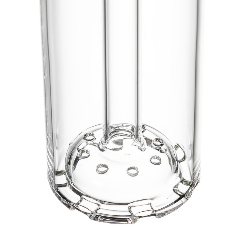 Close-up view of MJ Arsenal Piston Gravity Bong featuring its unique disc percolation system and premium glass design.