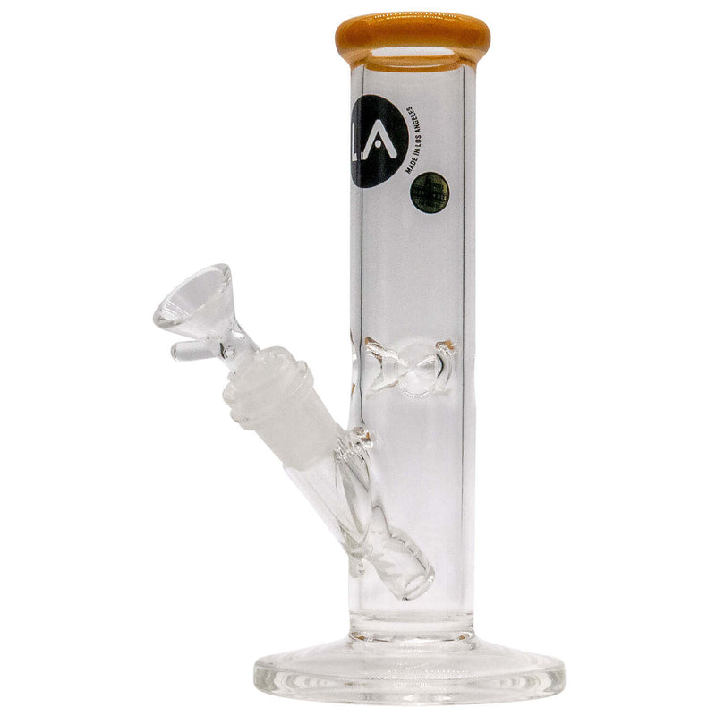 LA Pipes 8" Straight Shooter Bong with Colorful Mouthpiece, Handmade in Los Angeles, Elegant Design for Premium Smoking Experience.