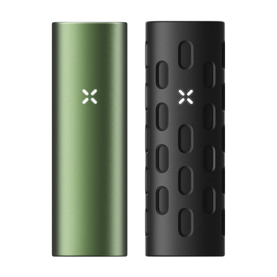 PAX Flow Vaporizer with Grip Sleeve Bundle showing green vaporizer and black grip sleeve.
