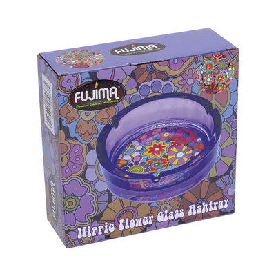 PURPLE HIPPIE FLOWER GLASS ASHTRAY
