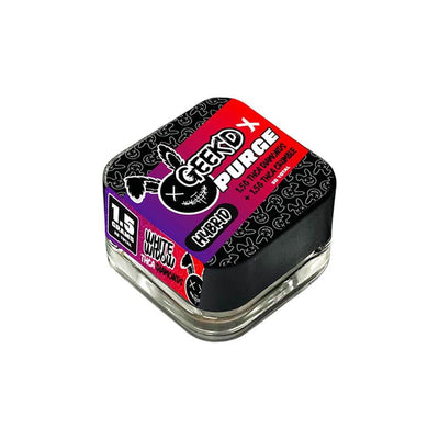 Geek'D x PURGE THCA Diamonds 2-in-1 Dab Puck packaging in a clear container, featuring vibrant graphics and branding.