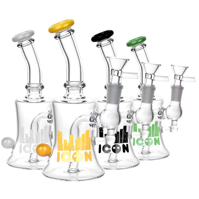 Diamond Glass Icon Baggins Water Pipe- 7"/14mm F/Colors Vary - Cheapnotic