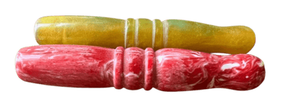 Colorful 3-inch acrylic decorative chillum hand pipes featuring unique streaks and designs.