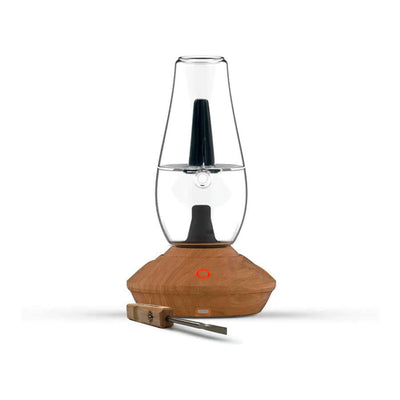 Sleek and modern Zenco Flow Vaporizer with wooden base and included cleaning tool