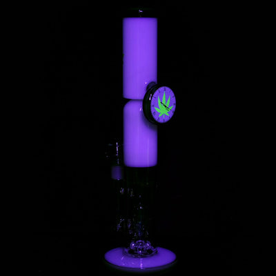 Pulsar 420 O'Clock Glow In The Dark Straight Tube Water Pipe - 13" / 14mm F