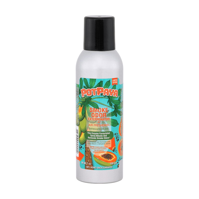 PotPaya Smoke Odor Exterminator air freshener bottle, effective for eliminating smoke and household odors.
