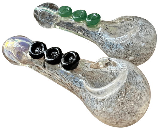 4-inch handblown glass pipe, color changing silver fumed frit with marble accents, assorted colors, beautiful design