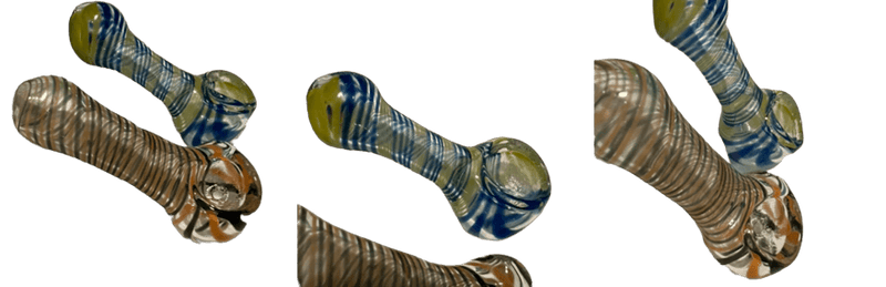 3-inch small striped glass hand pipe collection, colors may vary, ideal for tobacco use, for ages 18 and up.