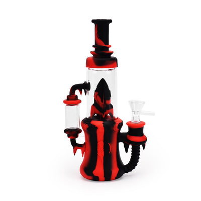 Ritual 8.5'' Silicone Rocket Recycler in Black & Red with rocket ship perc and true recycling action