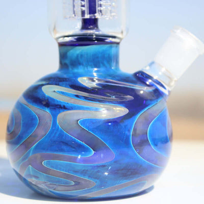 Blue Buddha Glass Water Pipe w/ Coil Perc 10.5"