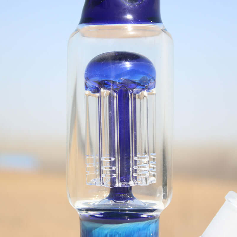 Blue Buddha Glass Water Pipe w/ Coil Perc 10.5"