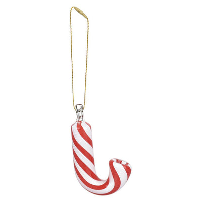 Santa's Secret Hangable Glass Christmas Ornament Hand Pipe - 3.25" / Candy Cane